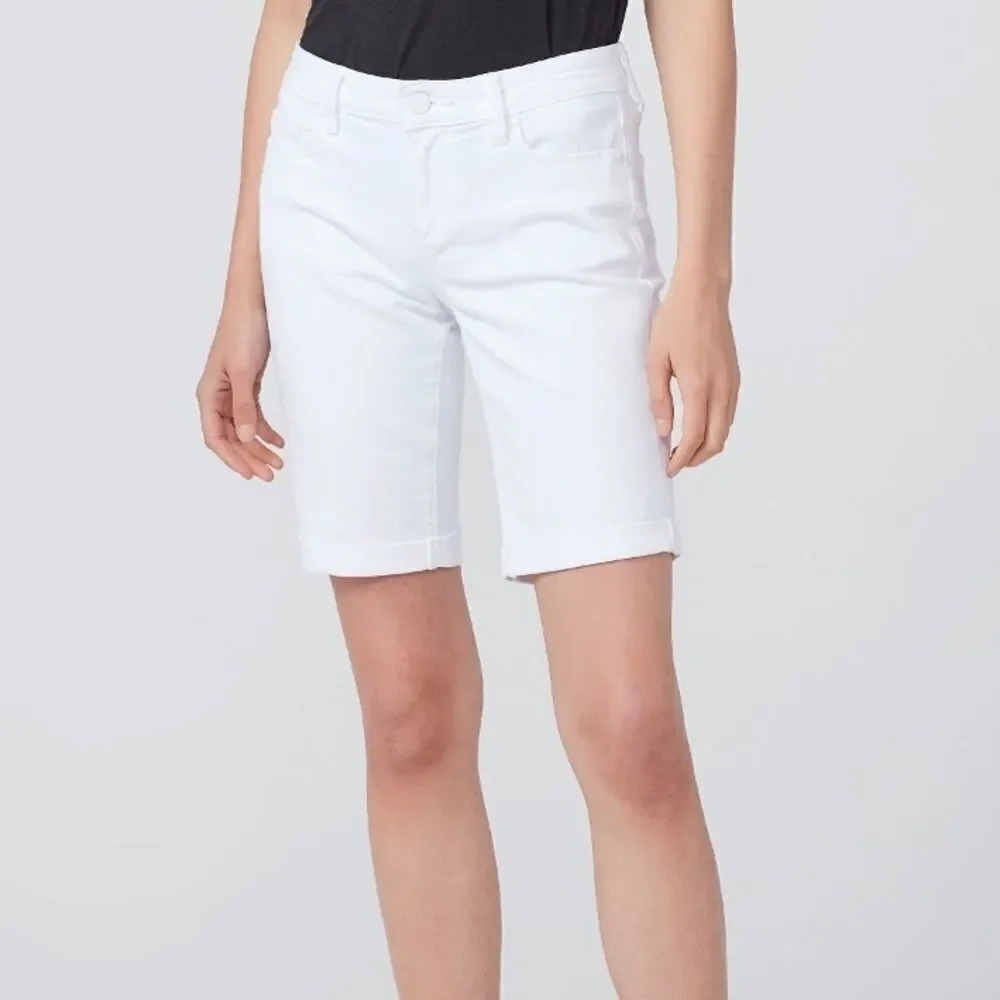 PAIGE DENIM Optic White Y2K Jax Knee Shorts Bermuda Denim Jean Shorts 24